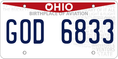 OH license plate GOD6833