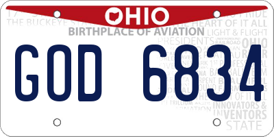 OH license plate GOD6834