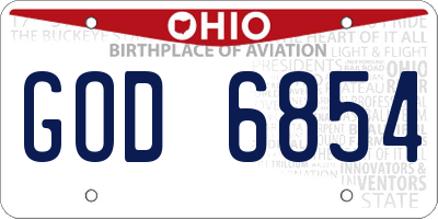 OH license plate GOD6854