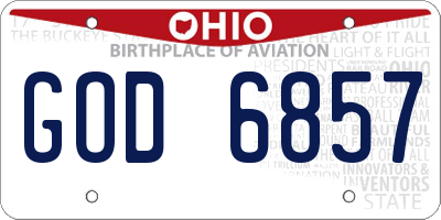 OH license plate GOD6857