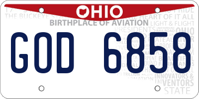 OH license plate GOD6858