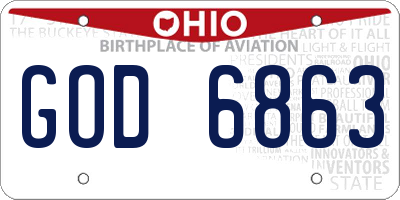 OH license plate GOD6863