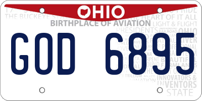 OH license plate GOD6895