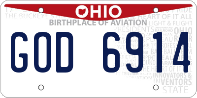 OH license plate GOD6914