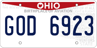 OH license plate GOD6923