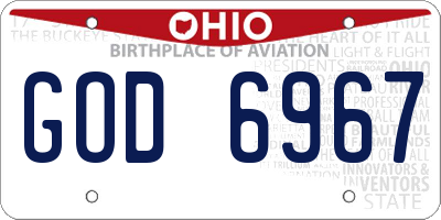 OH license plate GOD6967