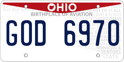 OH license plate GOD6970