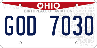 OH license plate GOD7030