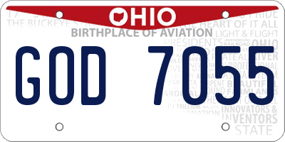 OH license plate GOD7055