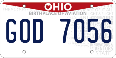 OH license plate GOD7056