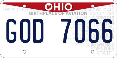 OH license plate GOD7066