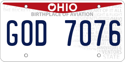 OH license plate GOD7076