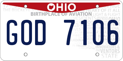 OH license plate GOD7106