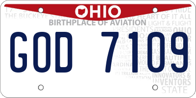 OH license plate GOD7109