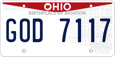 OH license plate GOD7117