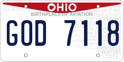 OH license plate GOD7118