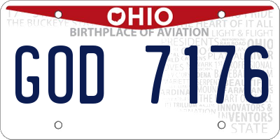 OH license plate GOD7176