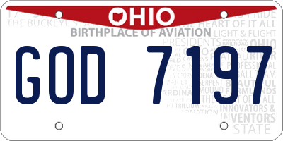 OH license plate GOD7197
