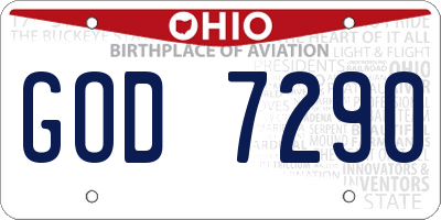 OH license plate GOD7290