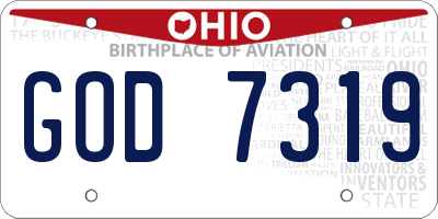 OH license plate GOD7319