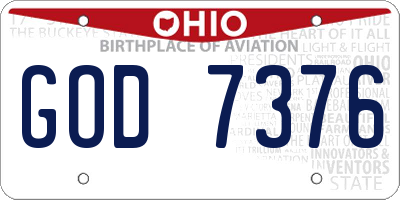 OH license plate GOD7376