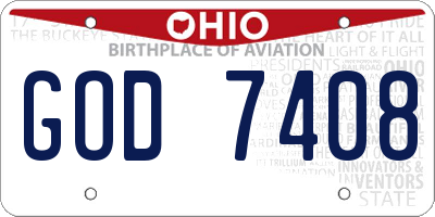 OH license plate GOD7408