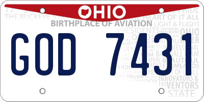 OH license plate GOD7431