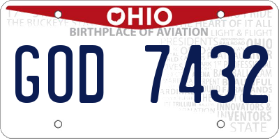 OH license plate GOD7432