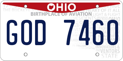 OH license plate GOD7460