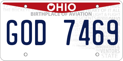 OH license plate GOD7469
