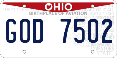 OH license plate GOD7502