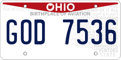 OH license plate GOD7536