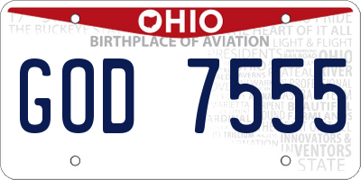 OH license plate GOD7555