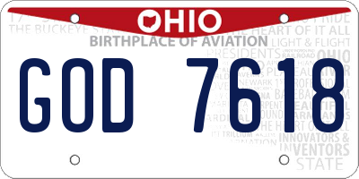 OH license plate GOD7618