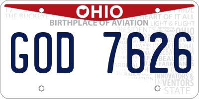 OH license plate GOD7626