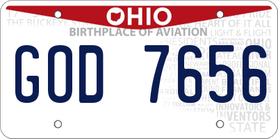OH license plate GOD7656