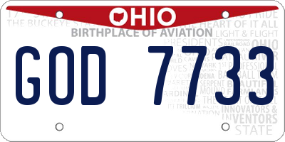 OH license plate GOD7733