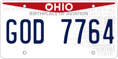 OH license plate GOD7764