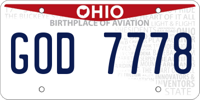 OH license plate GOD7778