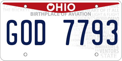 OH license plate GOD7793