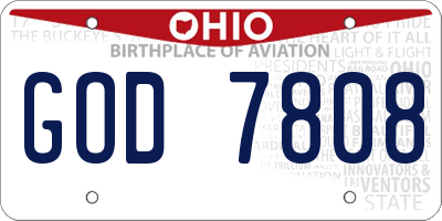 OH license plate GOD7808