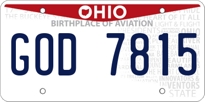 OH license plate GOD7815