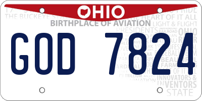 OH license plate GOD7824