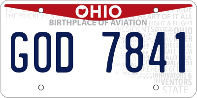 OH license plate GOD7841