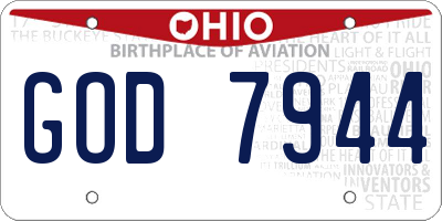 OH license plate GOD7944