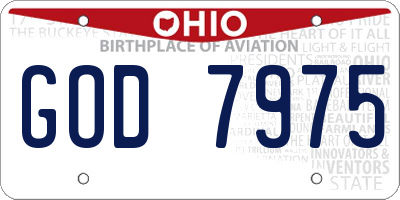 OH license plate GOD7975