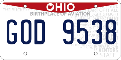OH license plate GOD9538