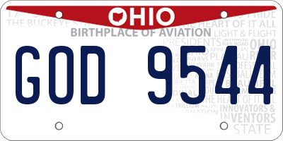 OH license plate GOD9544