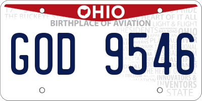 OH license plate GOD9546
