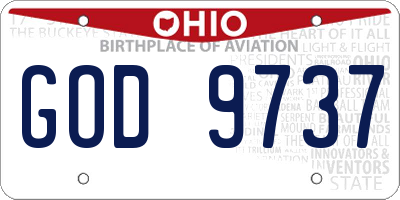 OH license plate GOD9737